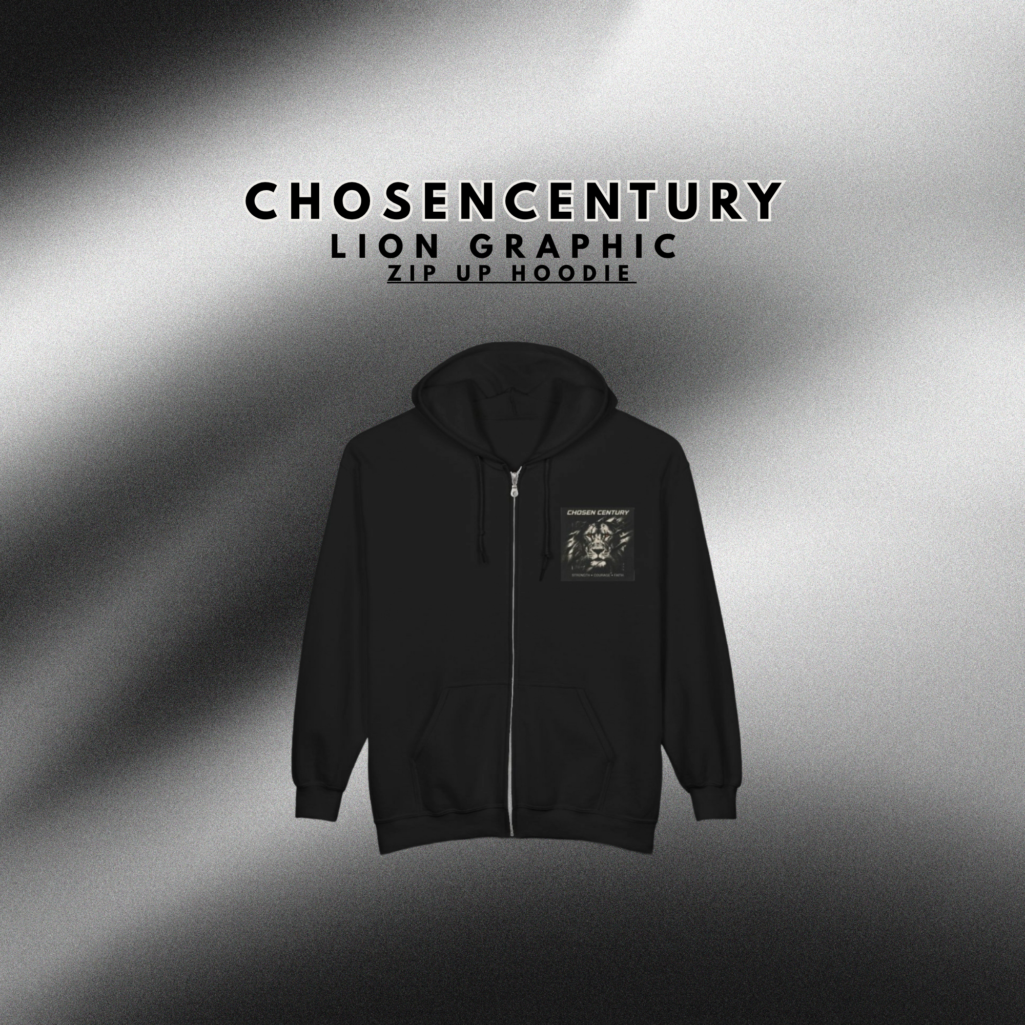 Lion Graphic Zip Up Hoodie